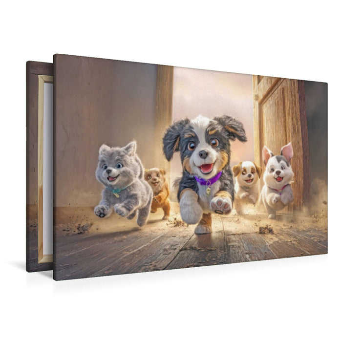 Premium Textil-Leinwand Hunde mit Charme - Illustrationen