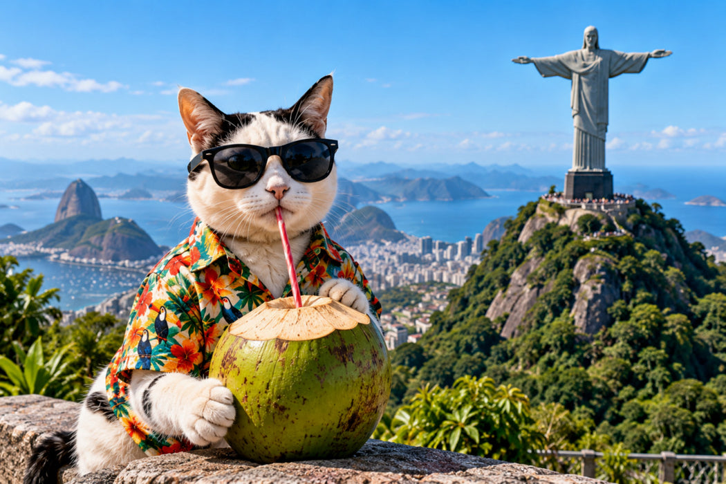 Premium Textil-Leinwand Eine Katze in Rio de Janeiro