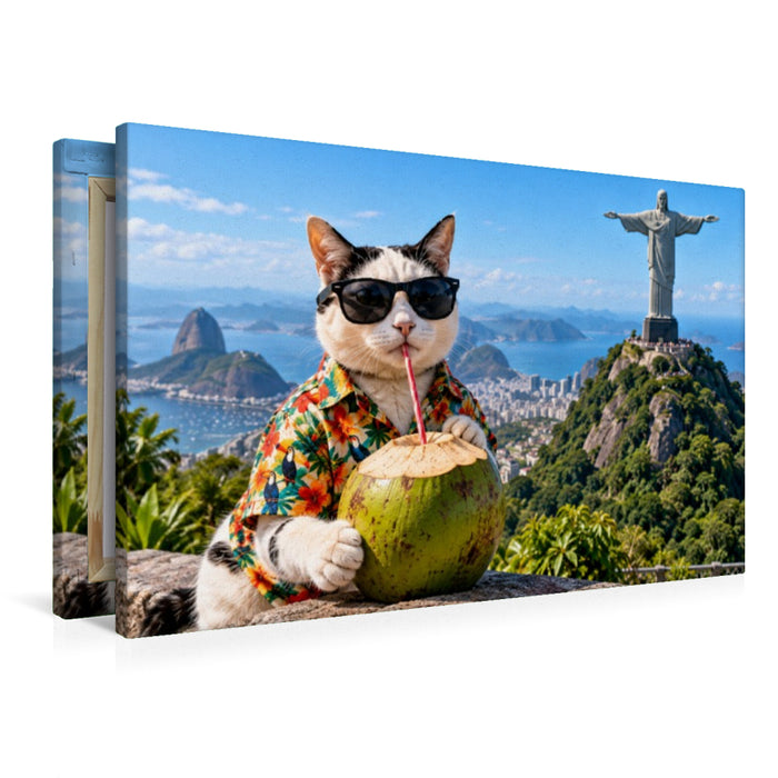 Premium Textil-Leinwand Eine Katze in Rio de Janeiro