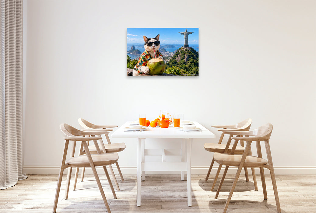 Premium Textil-Leinwand Eine Katze in Rio de Janeiro