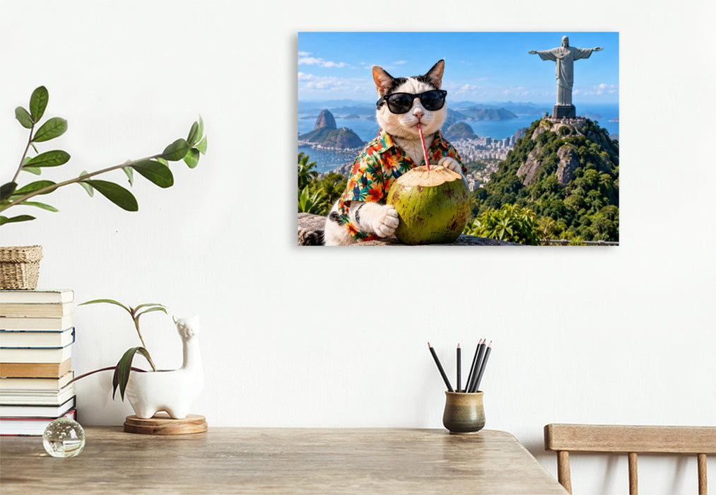 Premium Textil-Leinwand Eine Katze in Rio de Janeiro