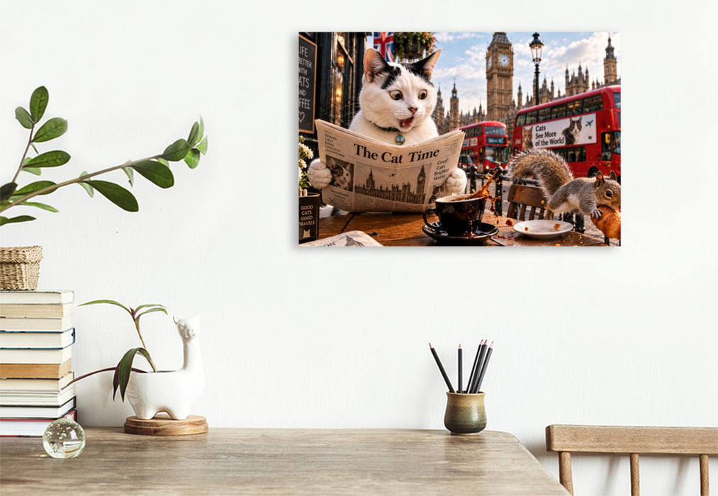 Premium Textil-Leinwand Eine Katze in London