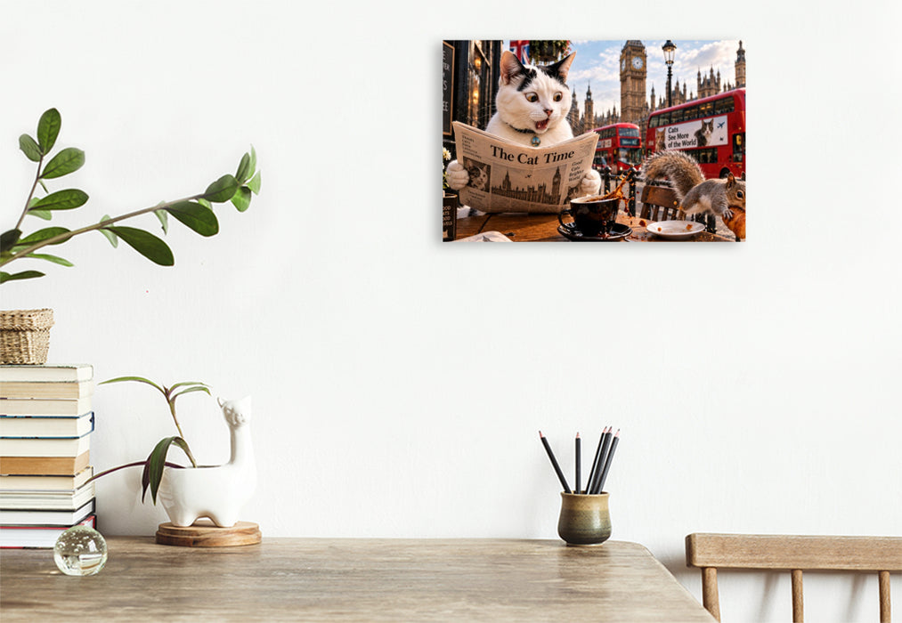Premium Textil-Leinwand Eine Katze in London