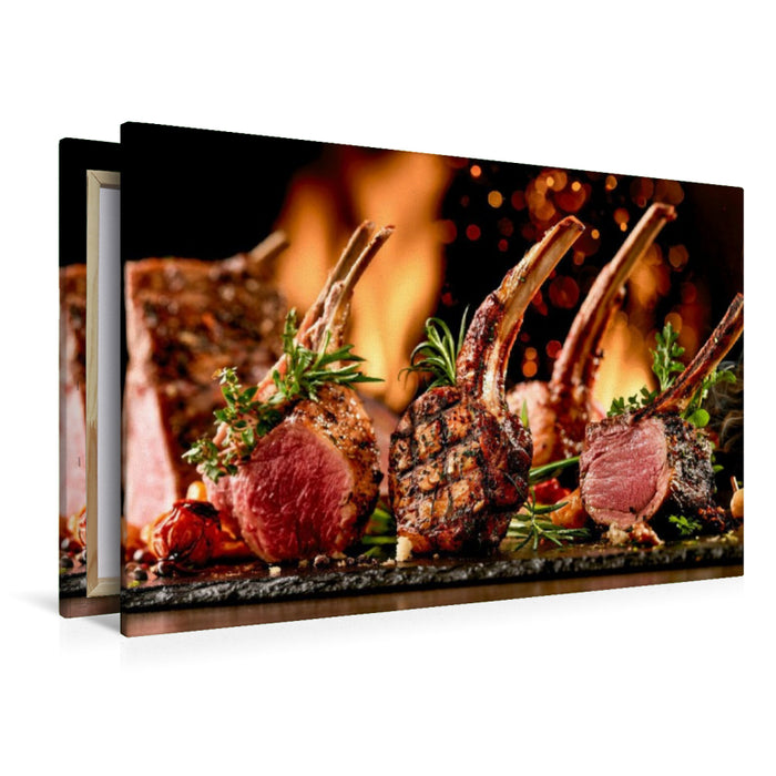 Premium Textil-Leinwand Gegrillte Lammkoteletts