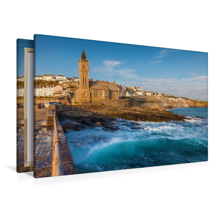 Premium Textil-Leinwand Kirche am Kai in Porthleven, Cornwall, England