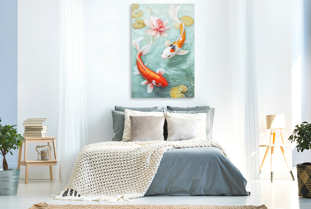 Premium Textil-Leinwand Kois in Illustrationen
