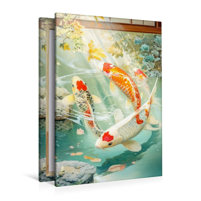 Premium Textil-Leinwand Kois in Illustrationen