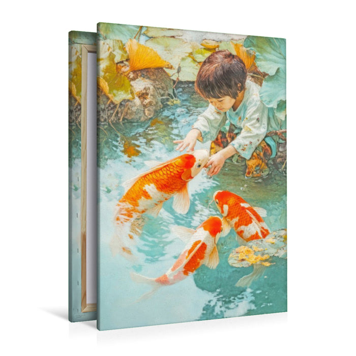Premium Textil-Leinwand Kois in Illustrationen