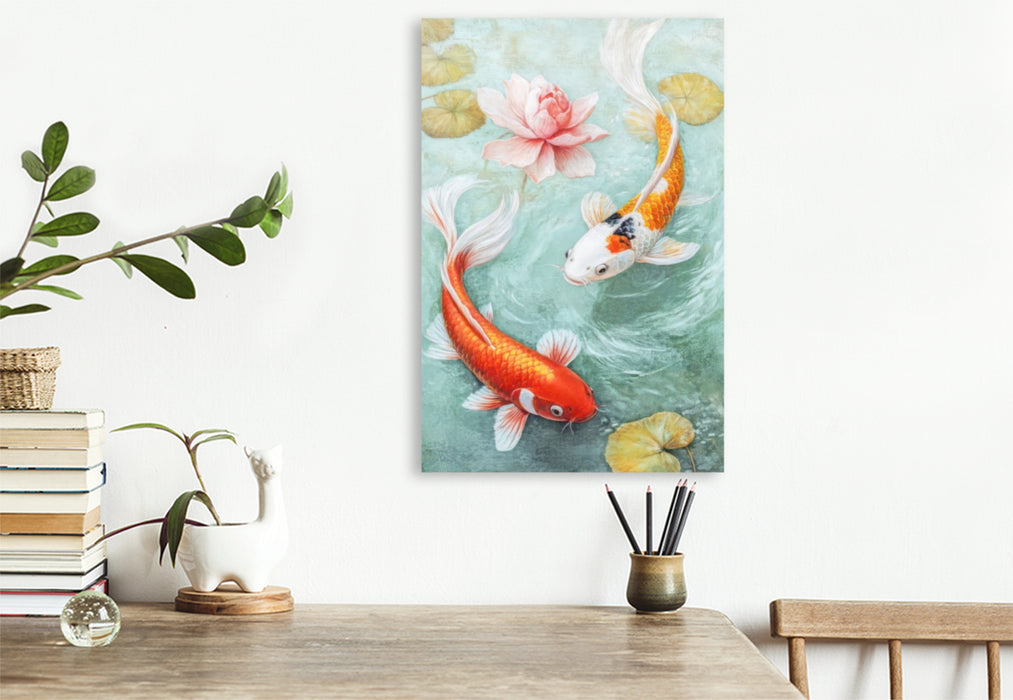 Premium Textil-Leinwand Kois in Illustrationen