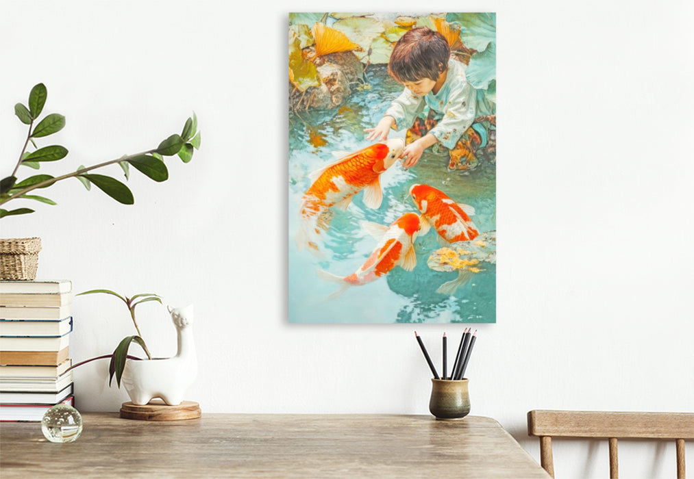 Premium Textil-Leinwand Kois in Illustrationen