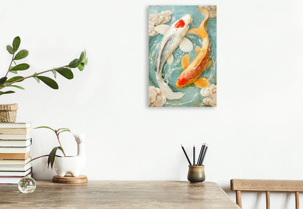 Premium Textil-Leinwand Kois in Illustrationen
