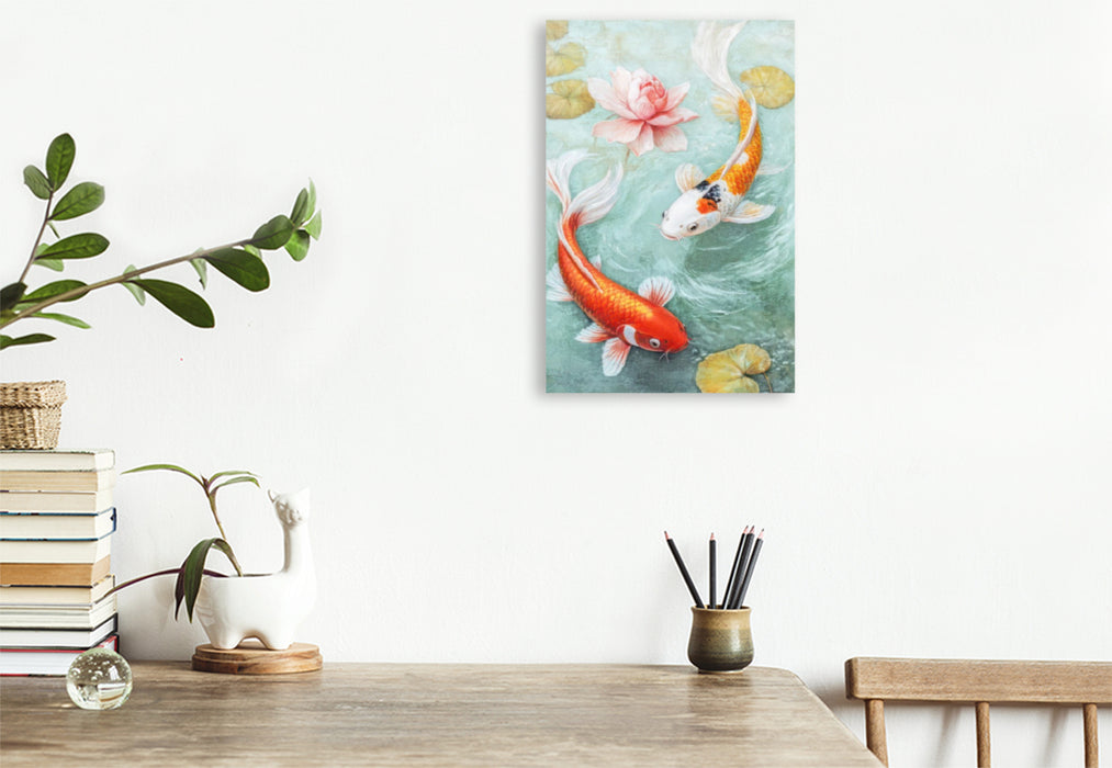 Premium Textil-Leinwand Kois in Illustrationen