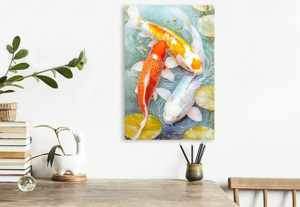Premium Textil-Leinwand Kois in Illustrationen