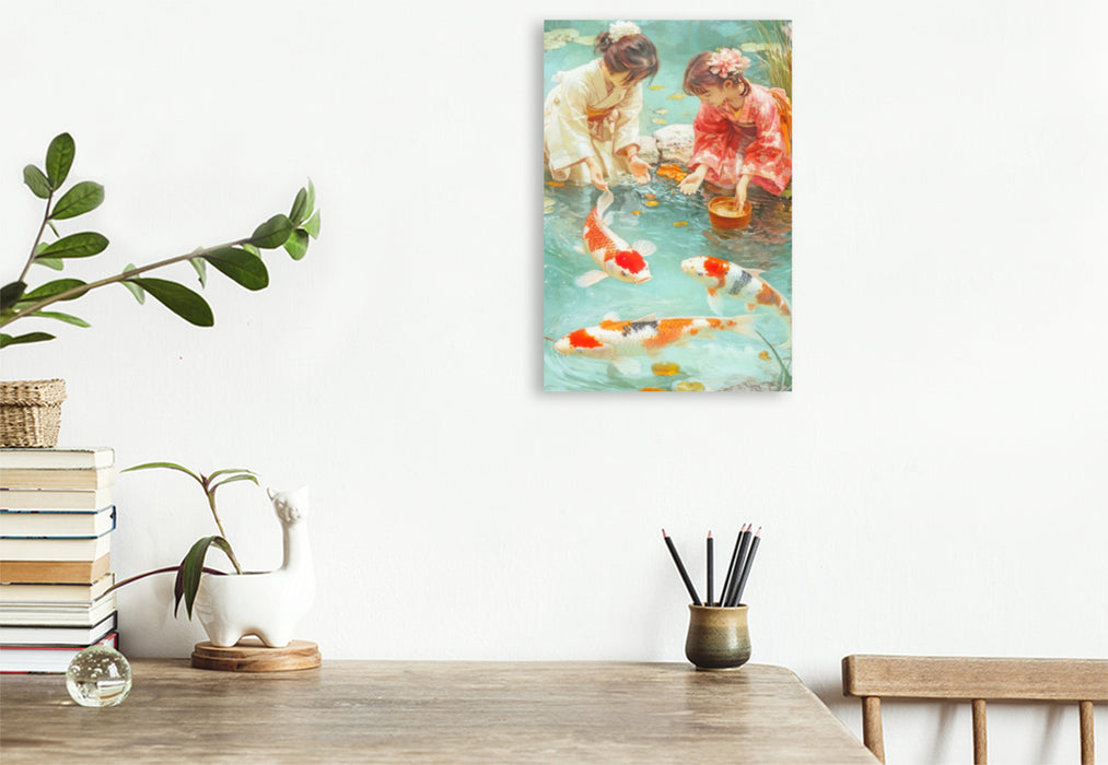 Premium Textil-Leinwand Kois in Illustrationen