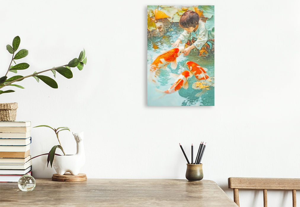 Premium Textil-Leinwand Kois in Illustrationen