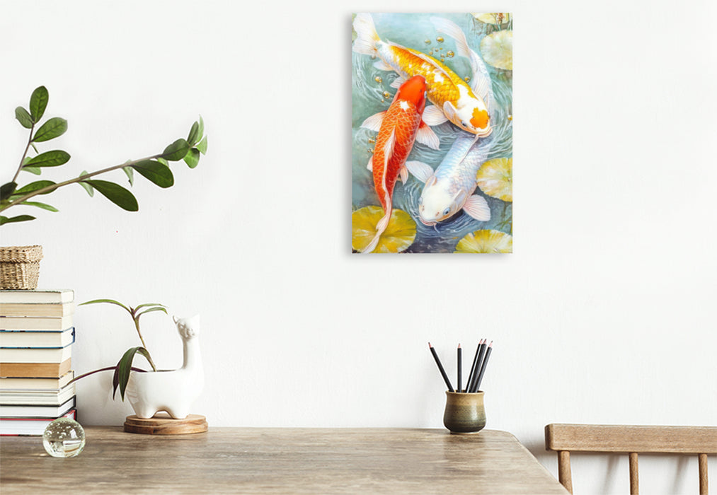 Premium Textil-Leinwand Kois in Illustrationen
