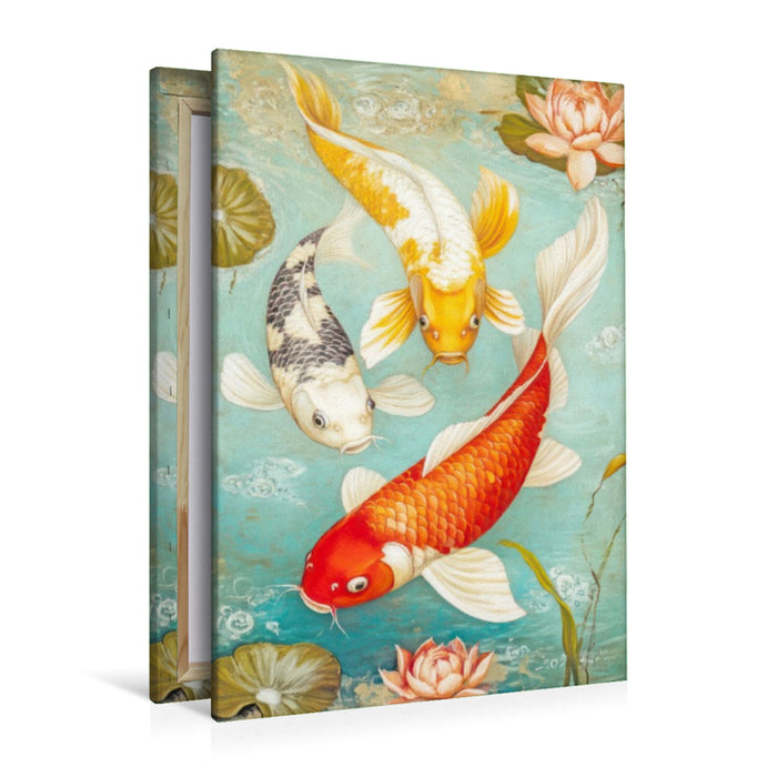 Premium Textil-Leinwand Kois in Illustrationen