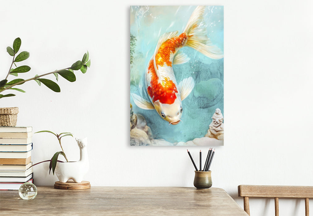 Premium Textil-Leinwand Kois in Illustrationen