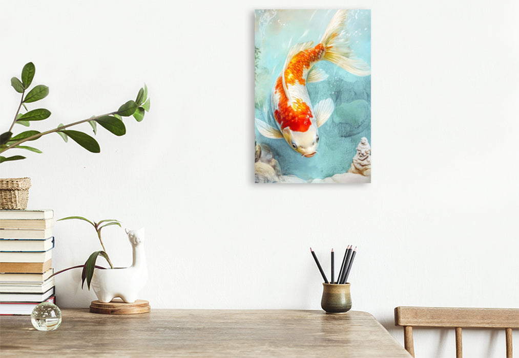 Premium Textil-Leinwand Kois in Illustrationen