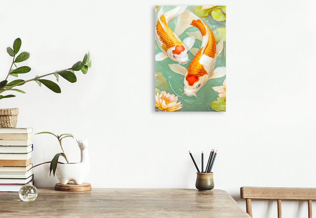 Premium Textil-Leinwand Kois in Illustrationen