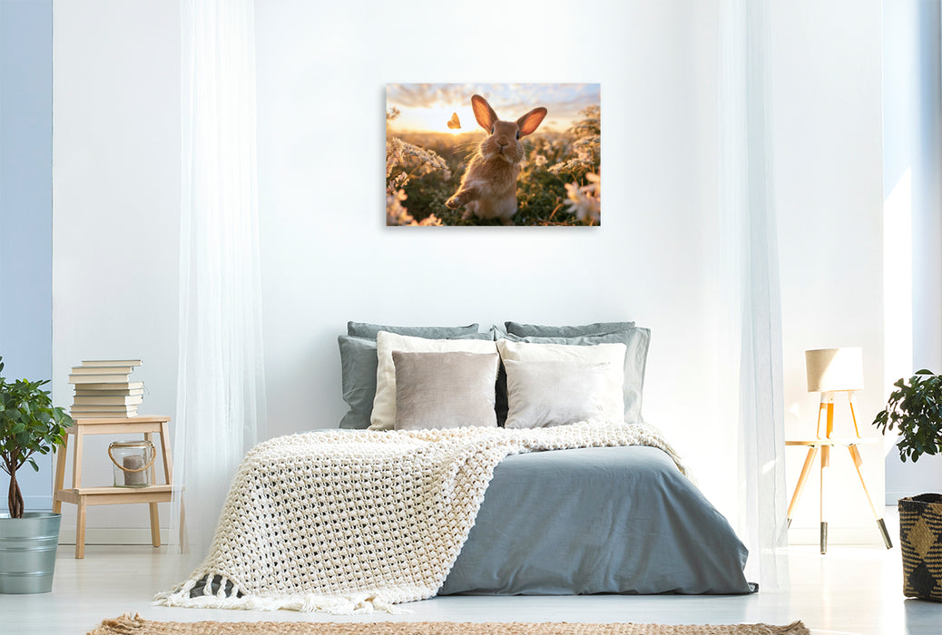 Premium Textil-Leinwand Samtpfote im Sommerlicht
