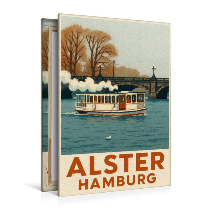 Premium Textil-Leinwand Dampfschiff auf der Alster