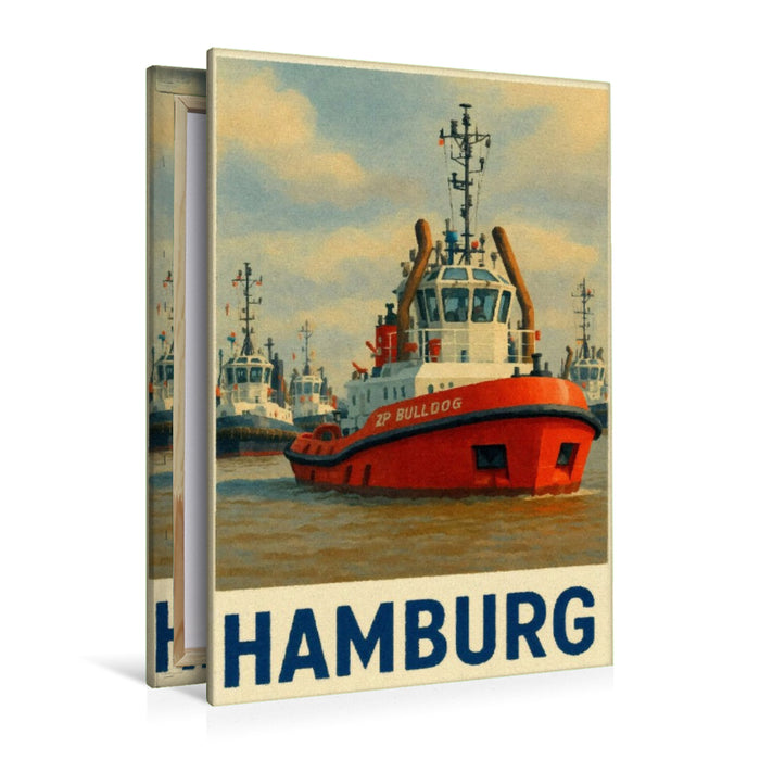 Premium Textil-Leinwand Schlepper im Hafen