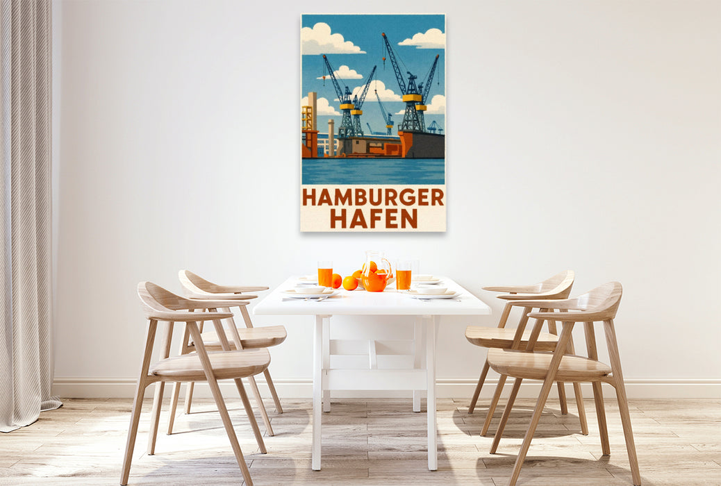 Premium Textil-Leinwand Hafenkräne in der Werft