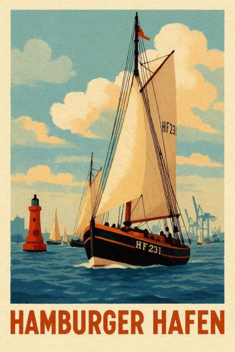 Premium Textil-Leinwand Historisches Segelschiff im Hafen