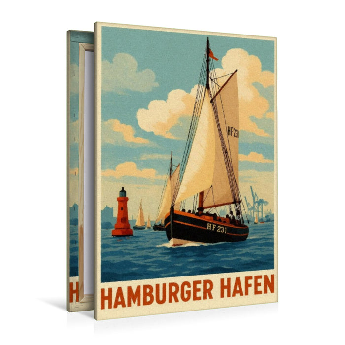 Premium Textil-Leinwand Historisches Segelschiff im Hafen
