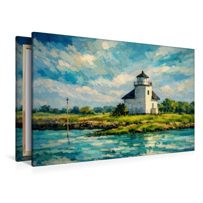 Premium Textil-Leinwand Leuchtturm Juelssand
