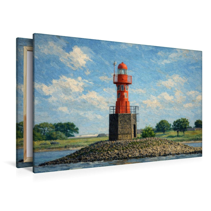 Premium Textil-Leinwand Leuchtturm Pagensand-Nord