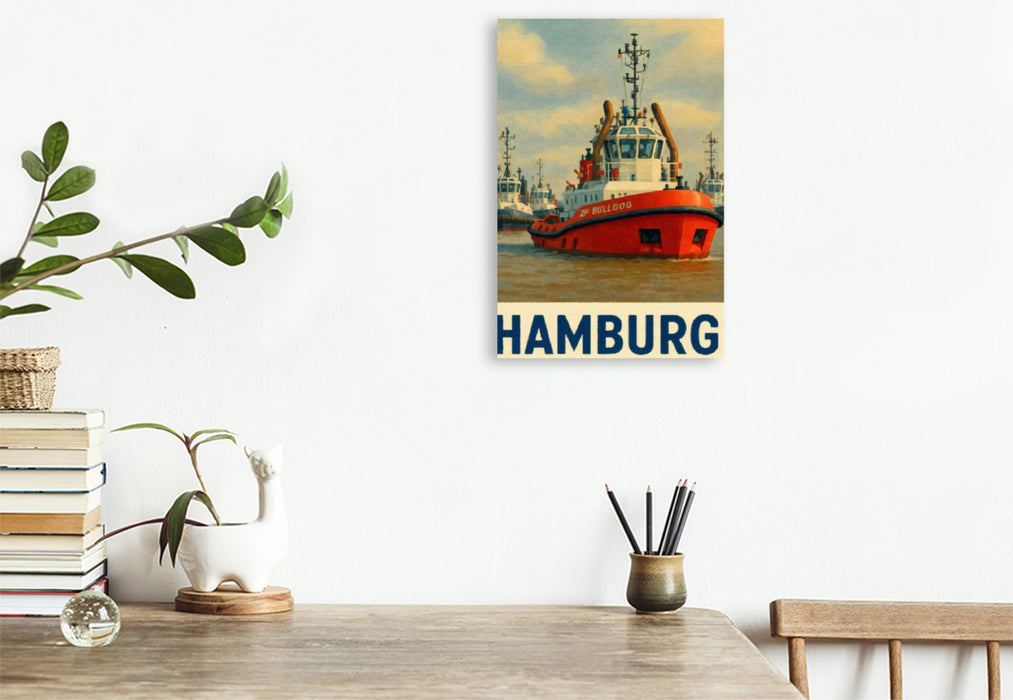 Premium Textil-Leinwand Schlepper im Hafen