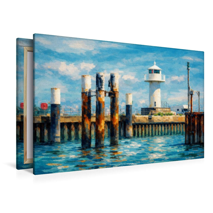 Premium Textil-Leinwand Leuchtturm Glückstadt - Leitfeuer