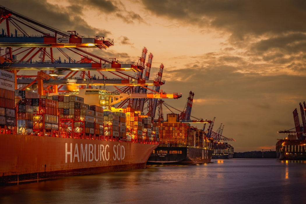 Premium Textil-Leinwand Containerschiff Hamburg Süd und MSC Irene