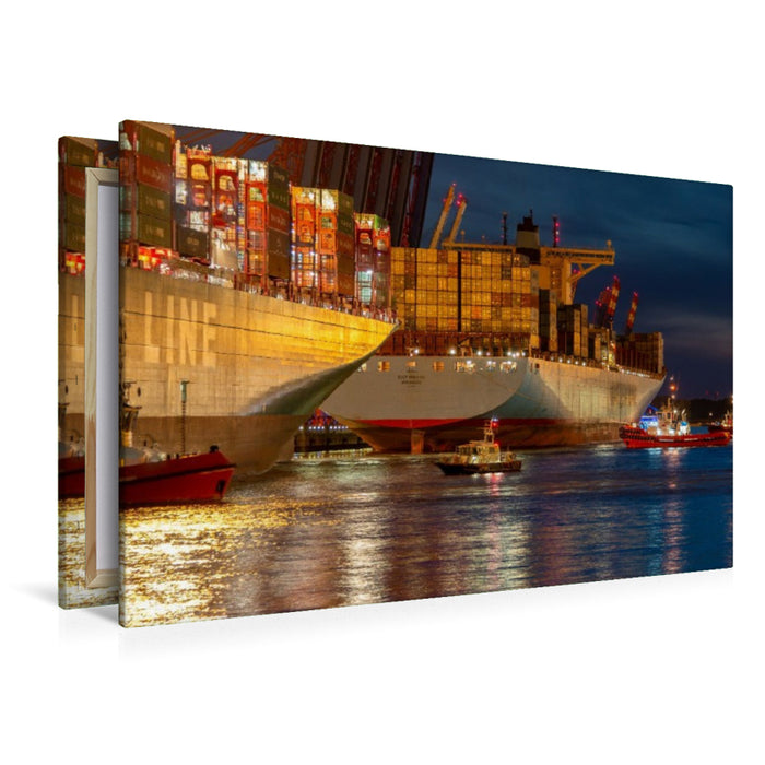 Premium Textil-Leinwand Containerschiffe beim Eindocken