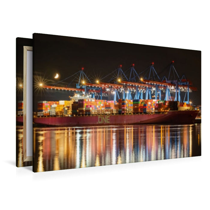 Premium Textil-Leinwand Containerschiff One Hannover