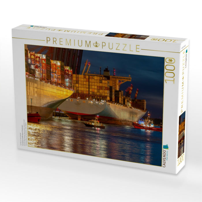 Containerschiffe beim Eindocken - CALVENDO Foto-Puzzle'