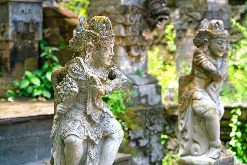 Premium Textil-Leinwand Tempelfiguren - Bali