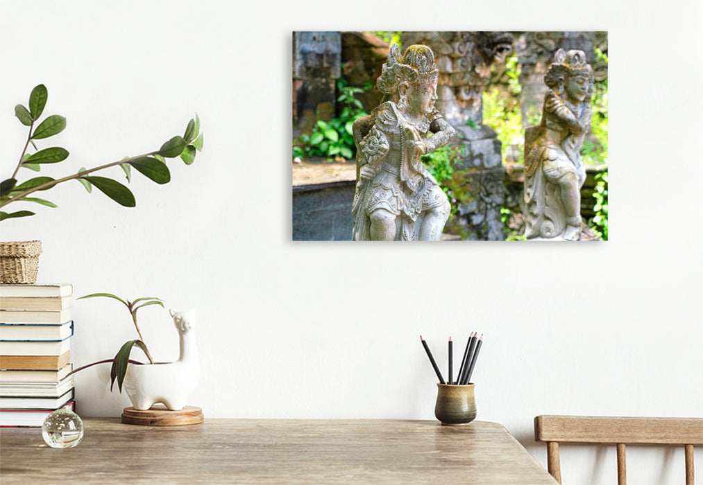 Premium Textil-Leinwand Tempelfiguren - Bali