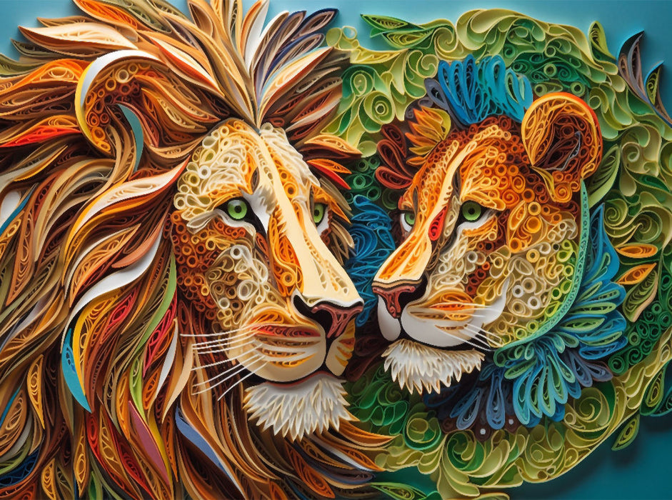 Löwen in Quilling Technik - CALVENDO Foto-Puzzle'