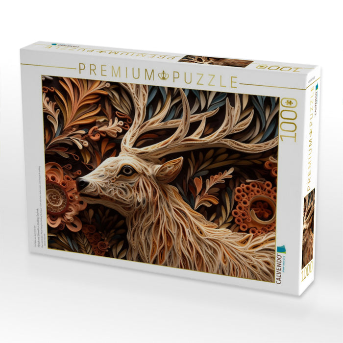 Hirsch mit Geweih in Quilling Technik - CALVENDO Foto-Puzzle'