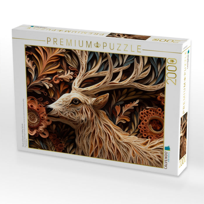 Hirsch mit Geweih in Quilling Technik - CALVENDO Foto-Puzzle'