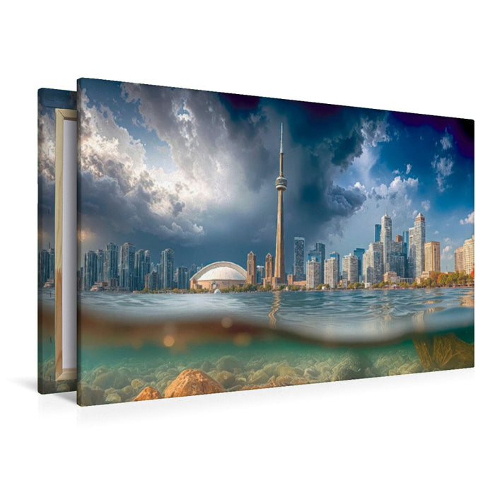 Premium Textil-Leinwand Skyline von Toronto