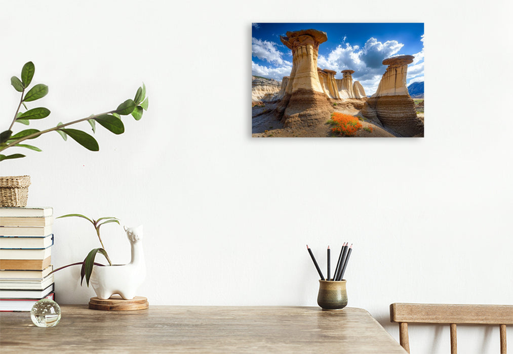 Premium Textil-Leinwand Drumheller Hoodoos, Alberta