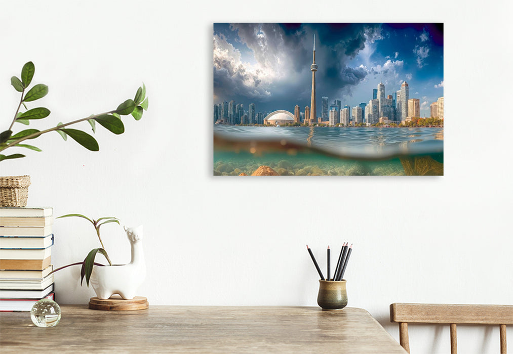 Premium Textil-Leinwand Skyline von Toronto