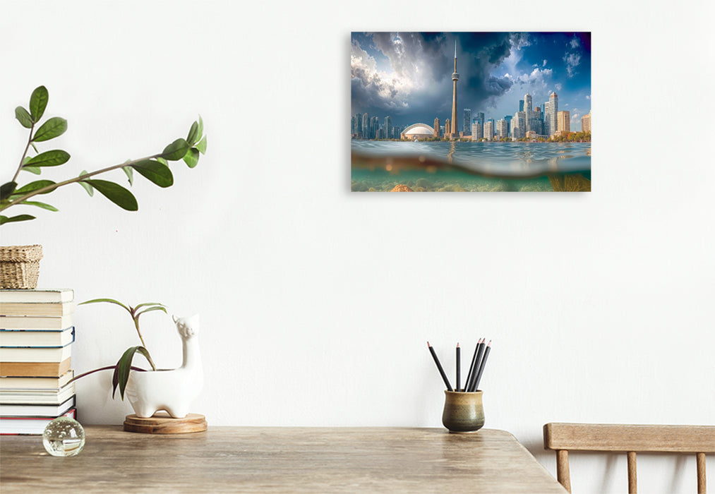 Premium Textil-Leinwand Skyline von Toronto