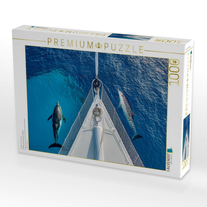 Delfine am Bug eines Schiffes - CALVENDO Foto-Puzzle'