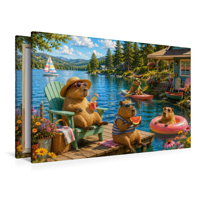 Premium Textil-Leinwand Sommerglück am See