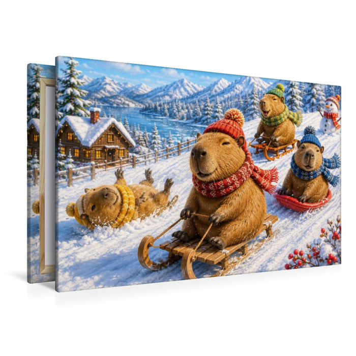 Premium Textil-Leinwand Schlittenfahrt